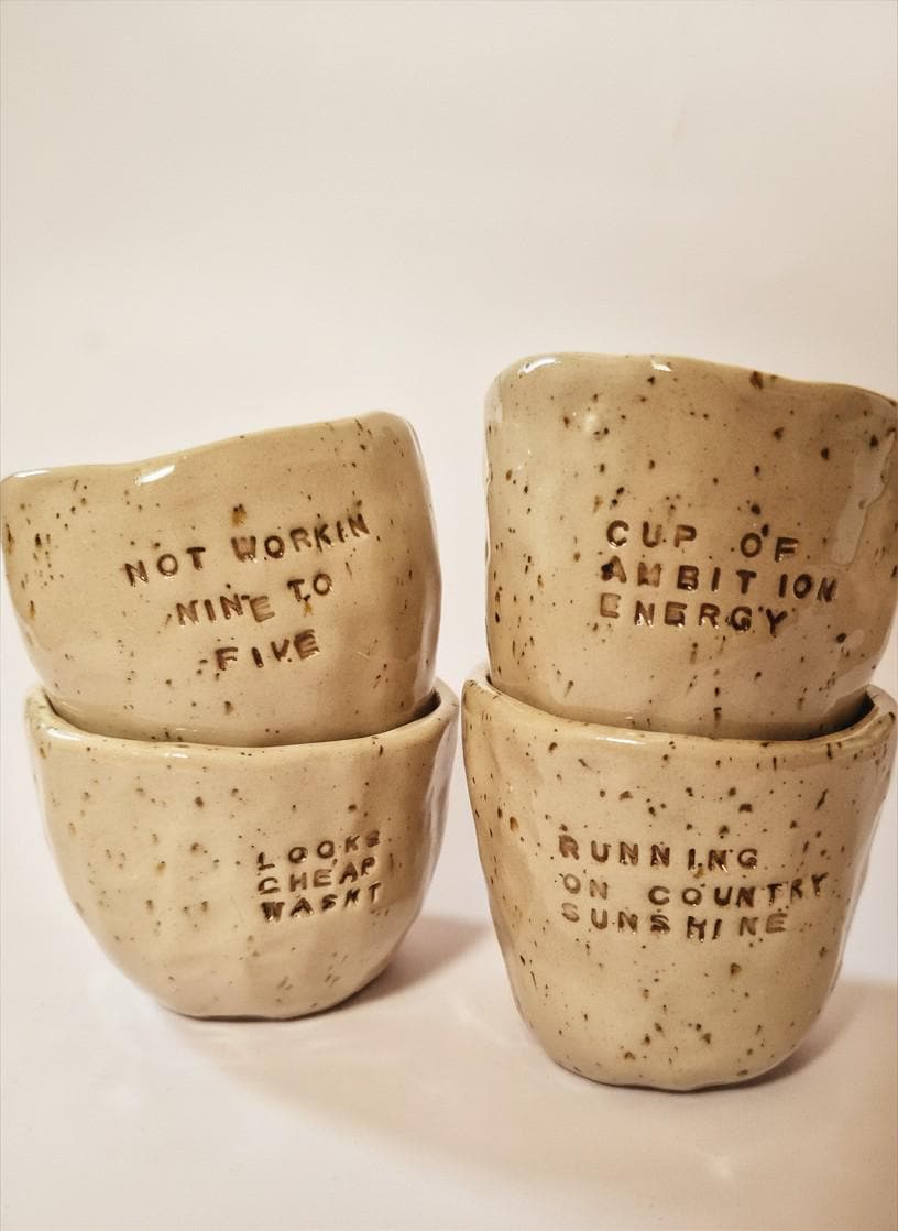 Handmade Ceramic Pinch Mug | Hand Stamped Quote Cup | Speckled Stoneware | Dolly Parton Inspired | The Dolly Collection