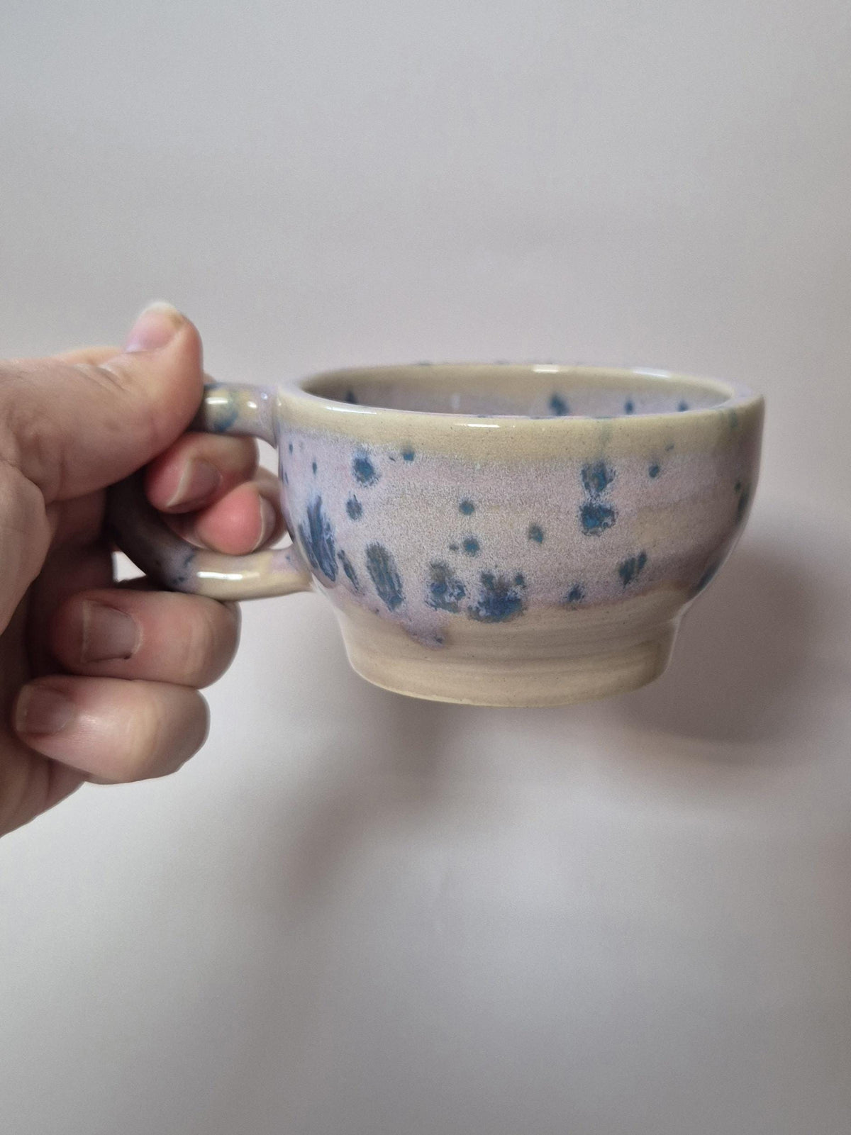 Set of 2 Handmade Lavender Speckled Ceramic Cups – Soft Pink Stoneware Coffee Cups