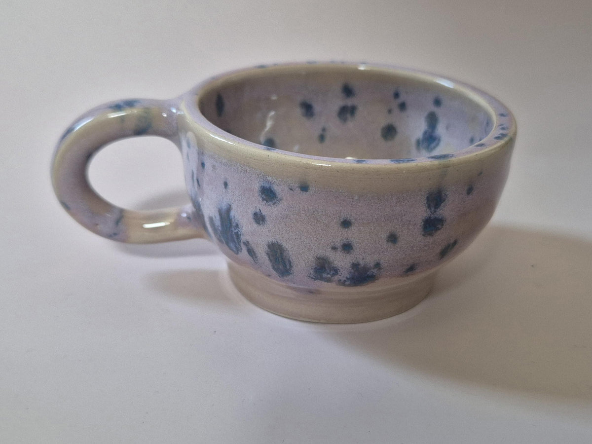 Set of 2 Handmade Lavender Speckled Ceramic Cups – Soft Pink Stoneware Coffee Cups