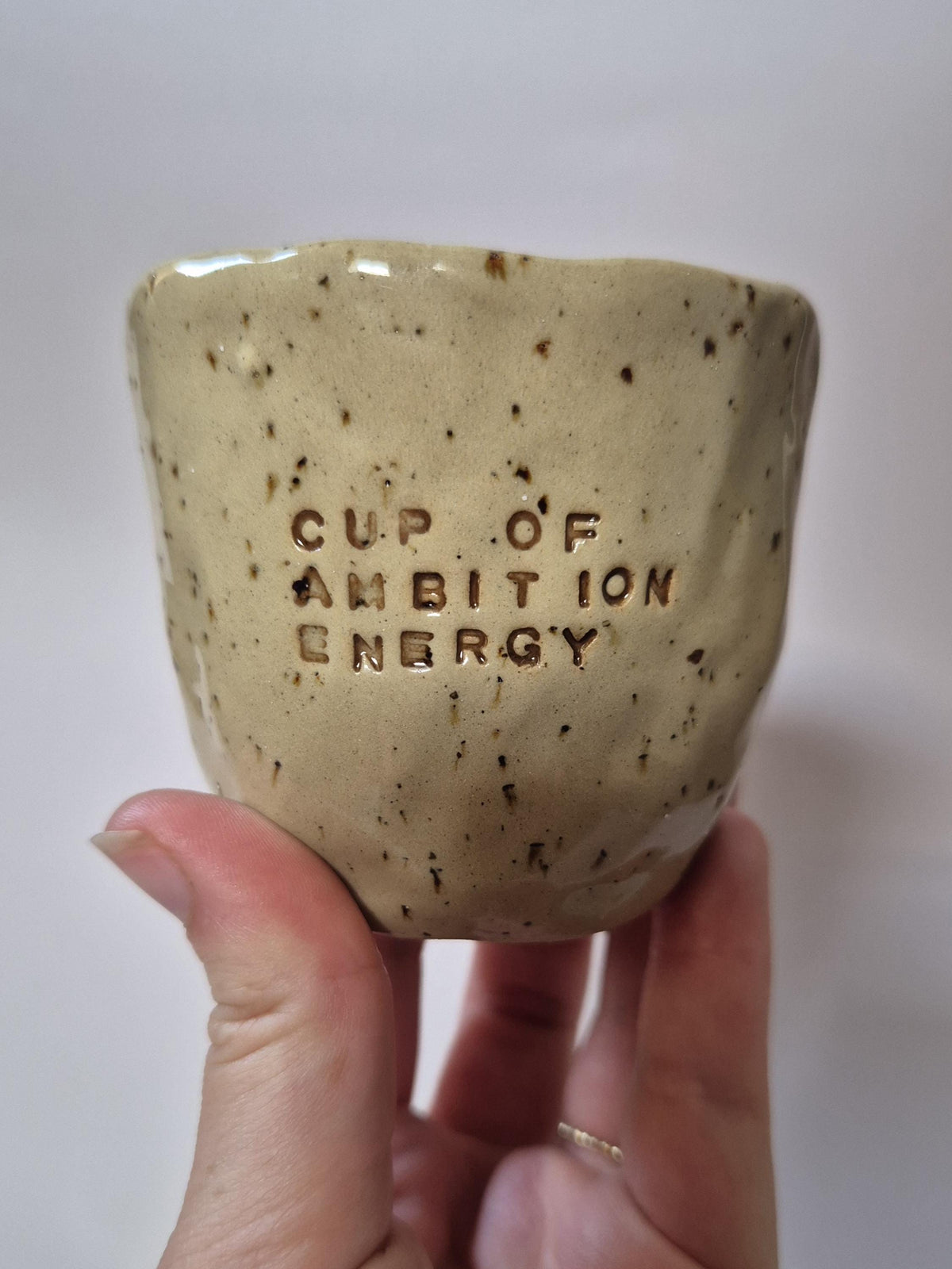 Handmade Ceramic Pinch Mug | Hand Stamped Quote Cup | Speckled Stoneware | Dolly Parton Inspired | The Dolly Collection