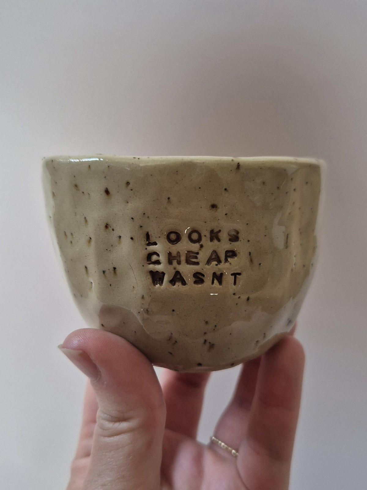Handmade Ceramic Pinch Mug | Hand Stamped Quote Cup | Speckled Stoneware | Dolly Parton Inspired | The Dolly Collection