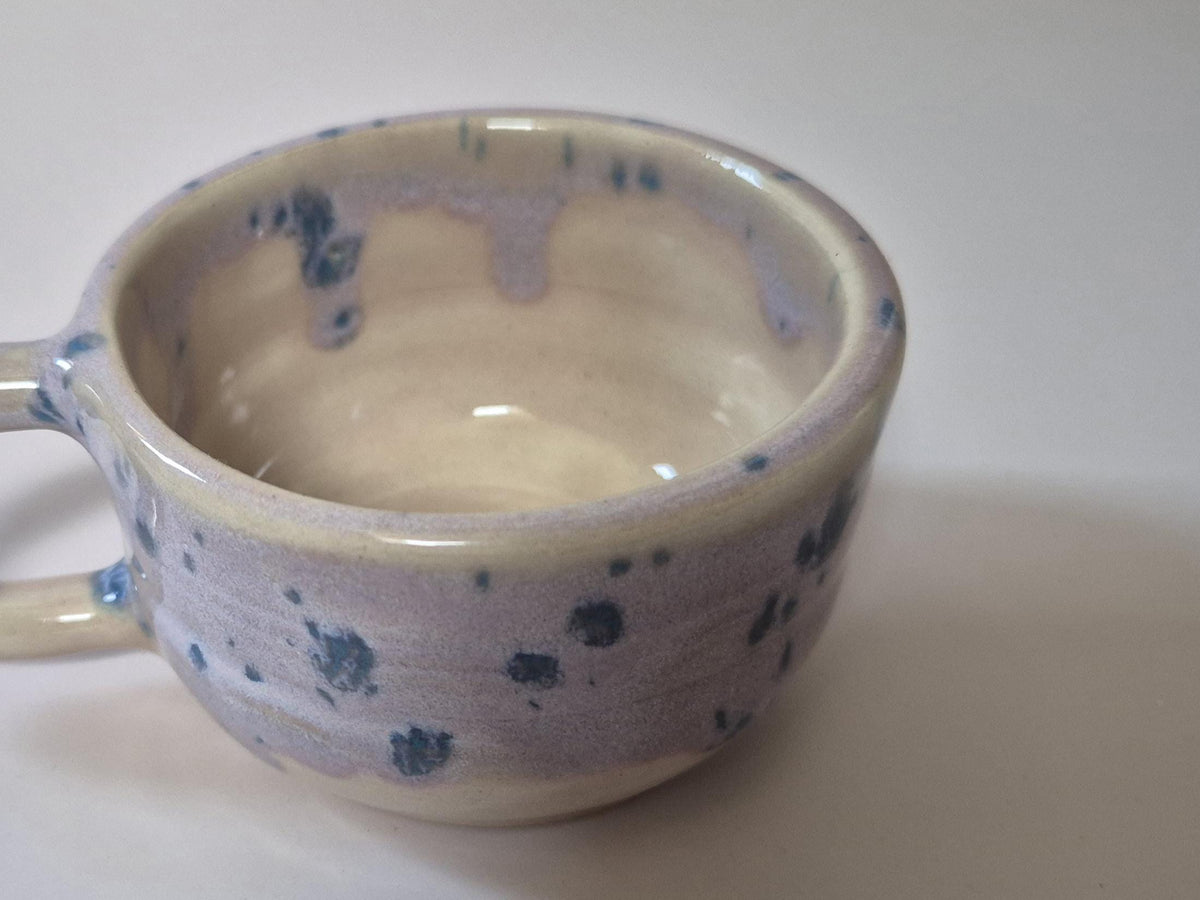 Set of 2 Handmade Lavender Speckled Ceramic Cups – Soft Pink Stoneware Coffee Cups