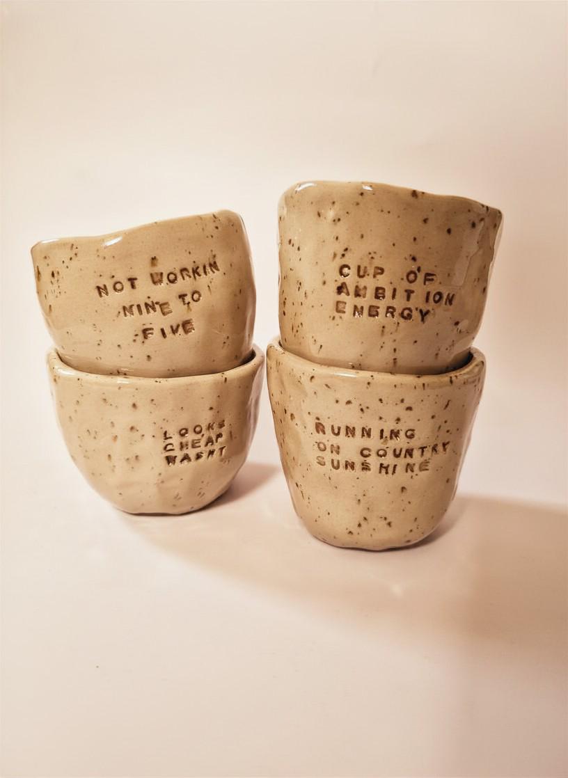 Handmade Ceramic Pinch Mug | Hand Stamped Quote Cup | Speckled Stoneware | Dolly Parton Inspired | The Dolly Collection