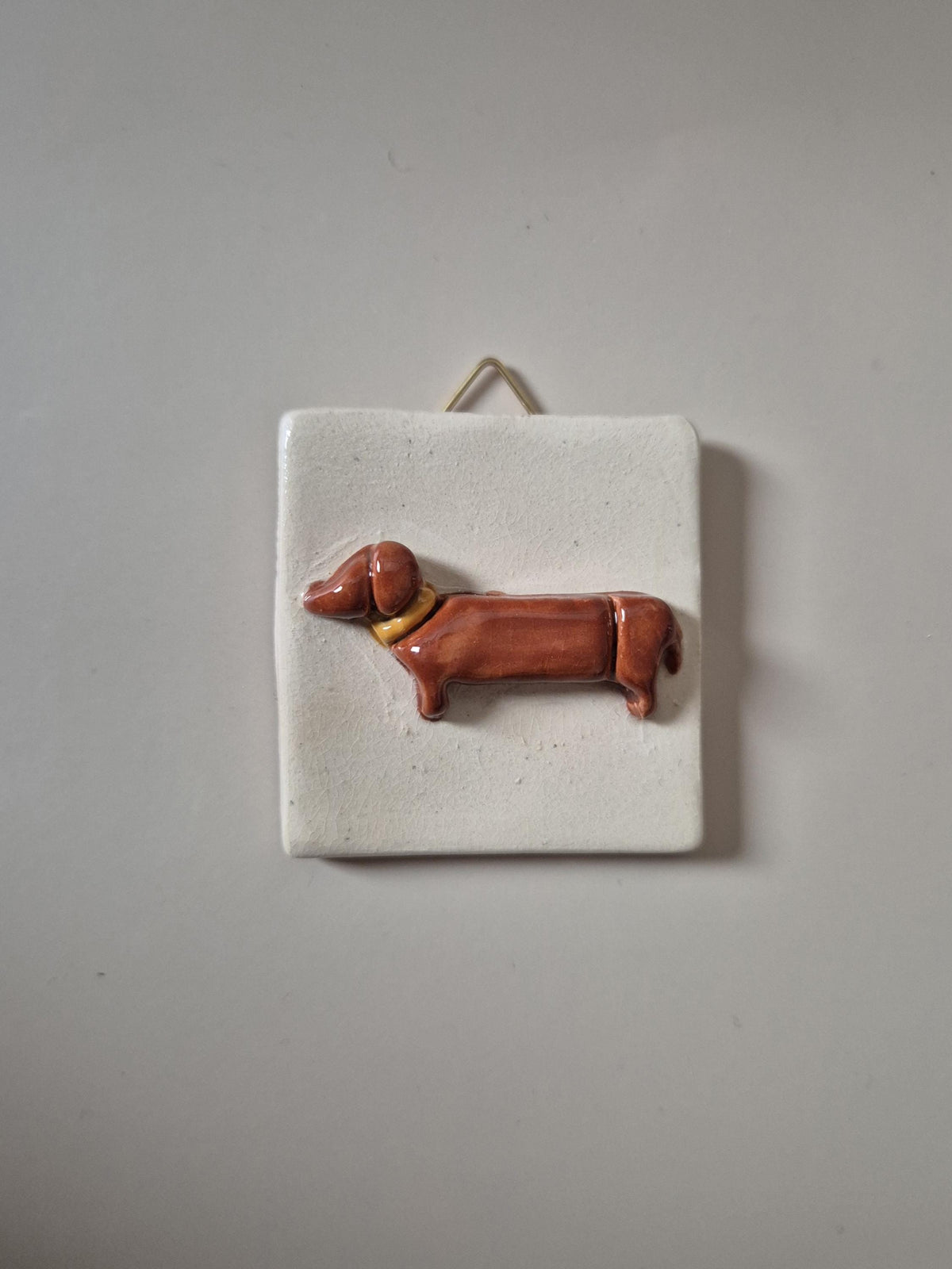 Handmade Ceramic Fridge Magnet / Mini Tile 5x5 cm – Cowboy Boot, Dachshund, Smiley or Heart – Small Ceramic Wall Art – Unique Gift