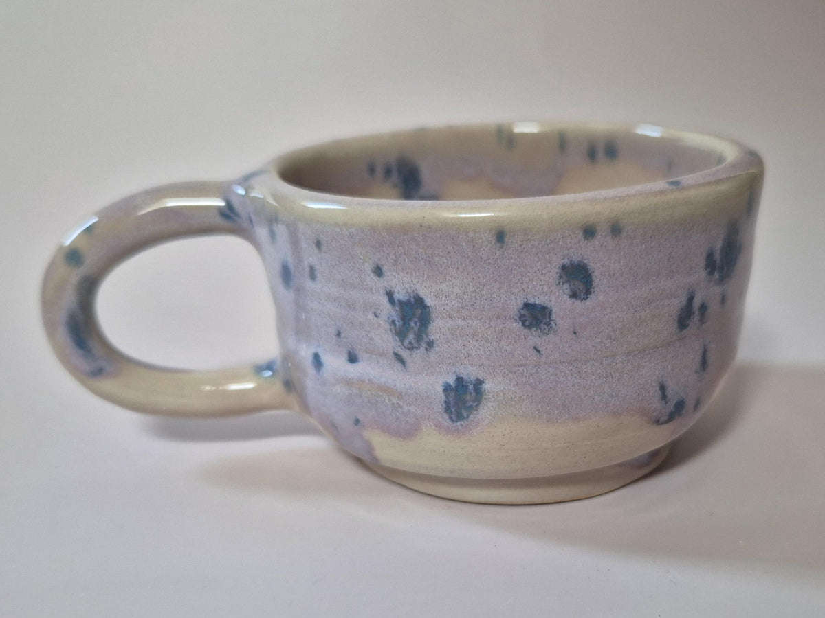 Set of 2 Handmade Lavender Speckled Ceramic Cups – Soft Pink Stoneware Coffee Cups