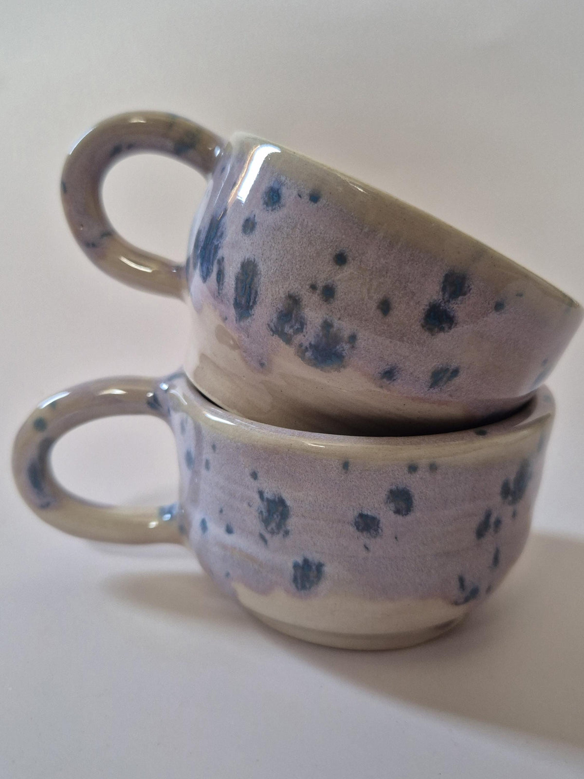 Set of 2 Handmade Lavender Speckled Ceramic Cups – Soft Pink Stoneware Coffee Cups