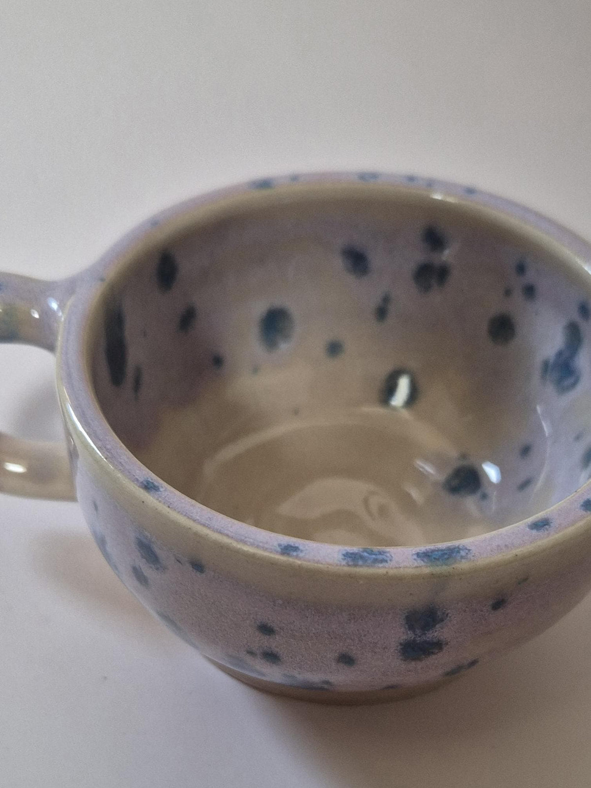 Set of 2 Handmade Lavender Speckled Ceramic Cups – Soft Pink Stoneware Coffee Cups