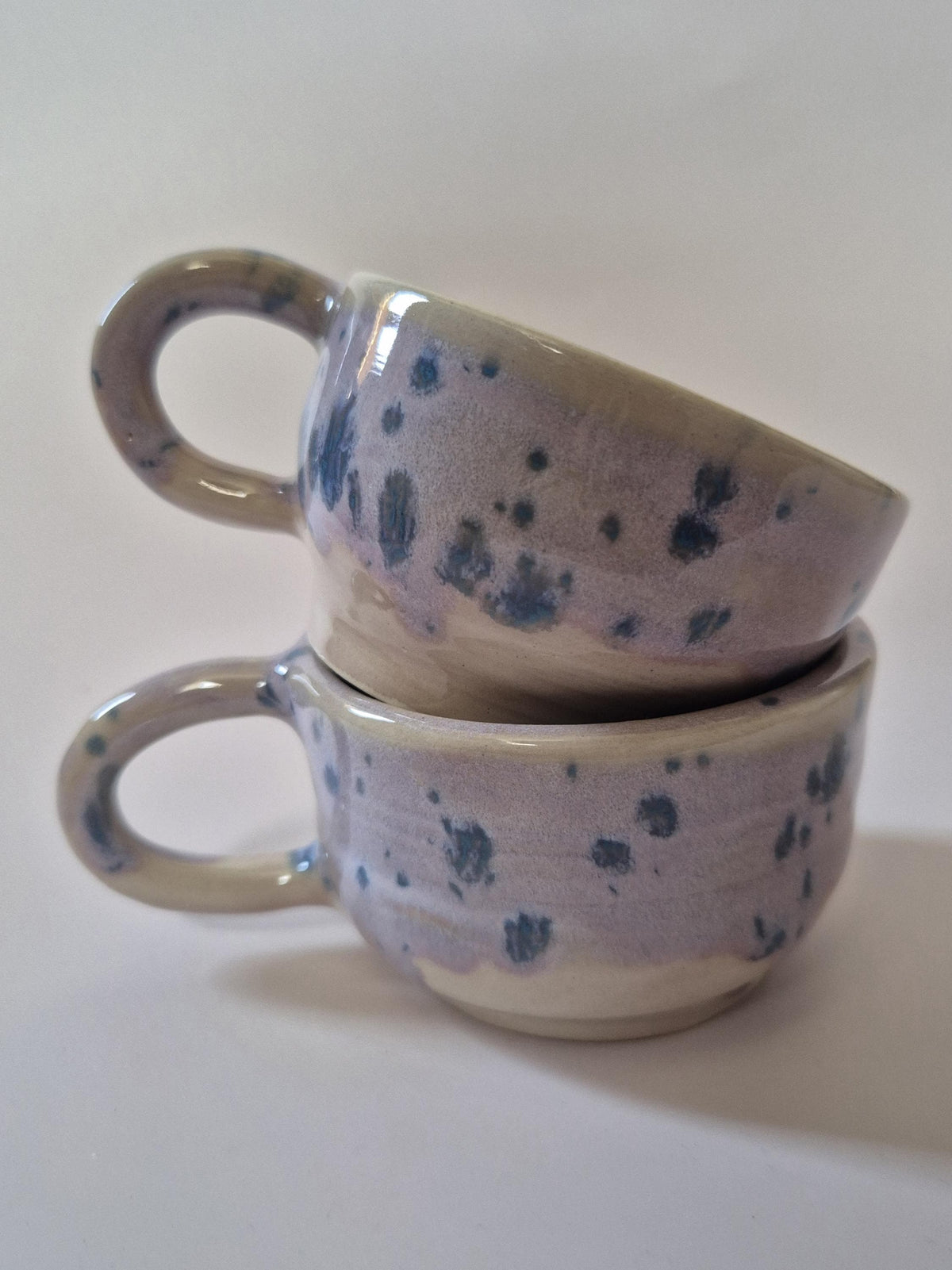 Set of 2 Handmade Lavender Speckled Ceramic Cups – Soft Pink Stoneware Coffee Cups