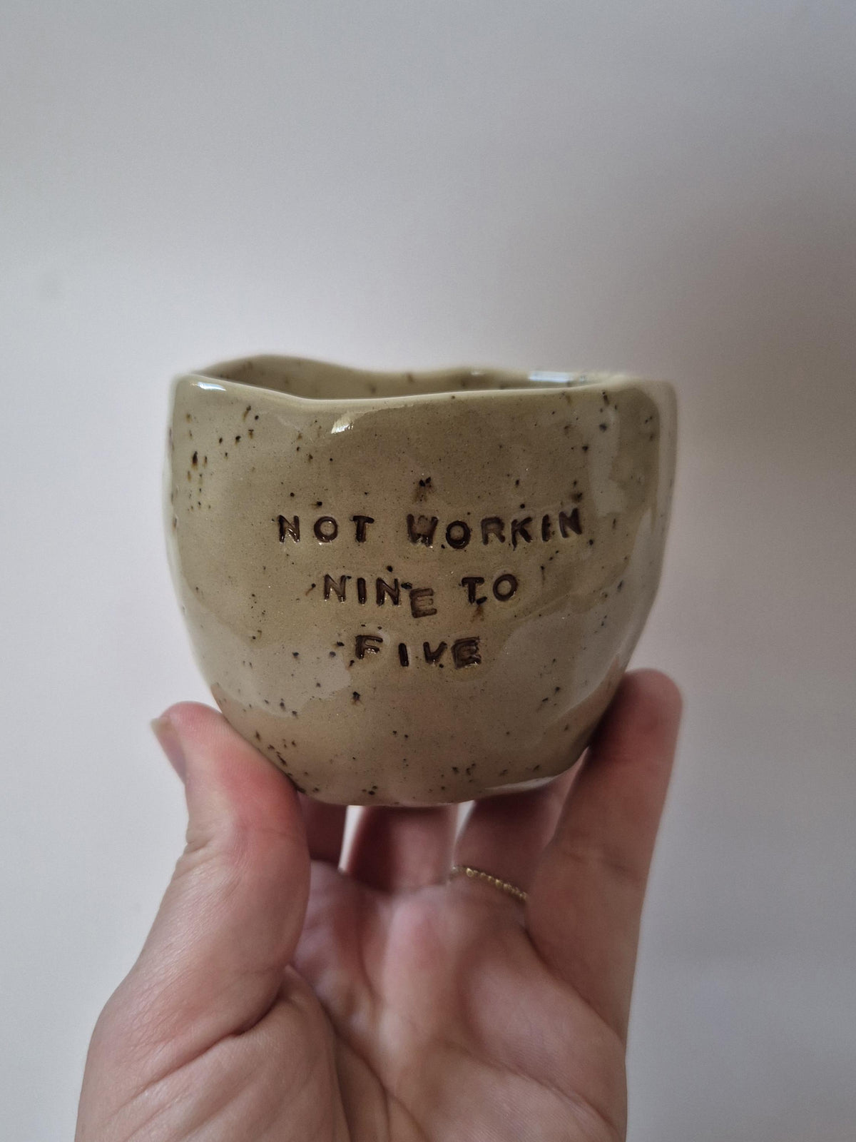 Handmade Ceramic Pinch Mug | Hand Stamped Quote Cup | Speckled Stoneware | Dolly Parton Inspired | The Dolly Collection