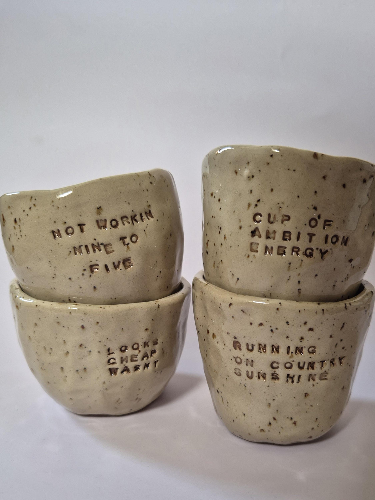 Handmade Ceramic Pinch Mug | Hand Stamped Quote Cup | Speckled Stoneware | Dolly Parton Inspired | The Dolly Collection