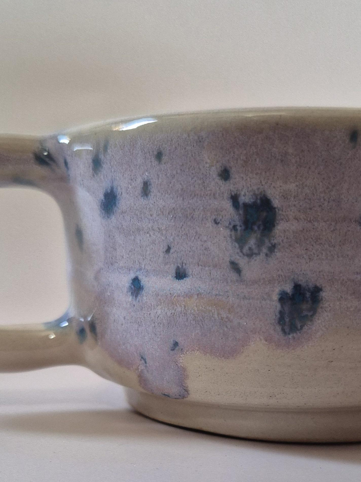 Set of 2 Handmade Lavender Speckled Ceramic Cups – Soft Pink Stoneware Coffee Cups