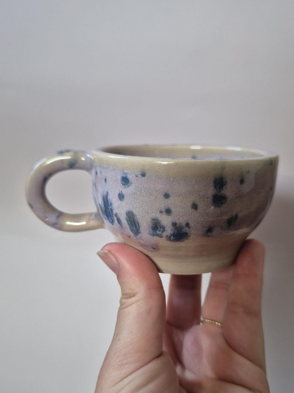 Set of 2 Handmade Lavender Speckled Ceramic Cups – Soft Pink Stoneware Coffee Cups